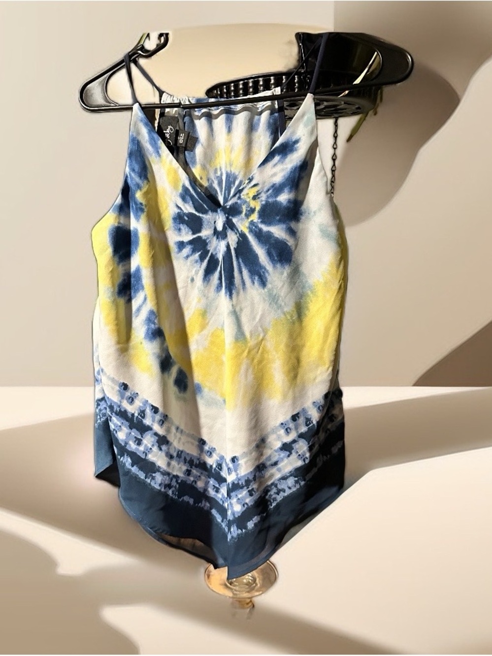 by & by Blue and Yellow Tie-Dye V-Neck Spaghetti Strap Camisole